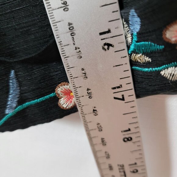Silk Land Womens Silk Blazer Sz XL Button Up Lined Embroidered Black Floral - Picture 4 of 10